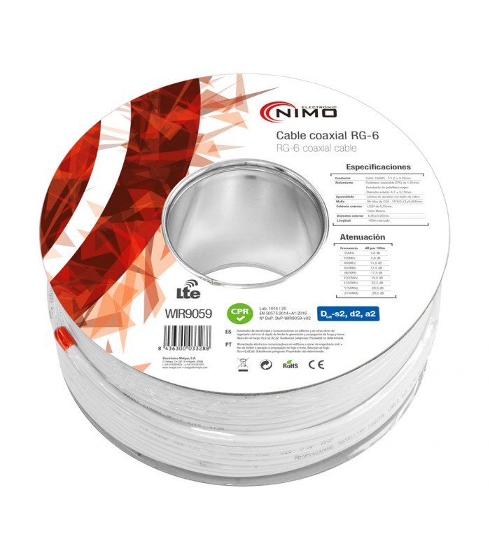 Cable Coaxial Antena Blanco RG-6 -Metro-