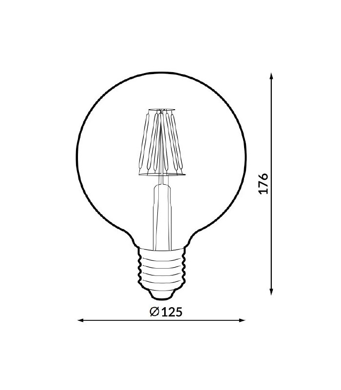 Bombilla LED filamento 6W 500Lm 360º  E27 G125 2500K Ambar Serie VINTAGE