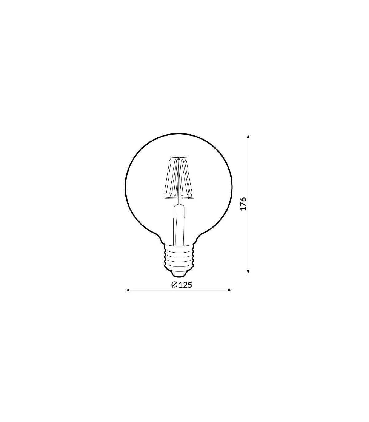 Bombilla LED filamento 6W 500Lm 360º  E27 G125 2500K Ambar Serie VINTAGE