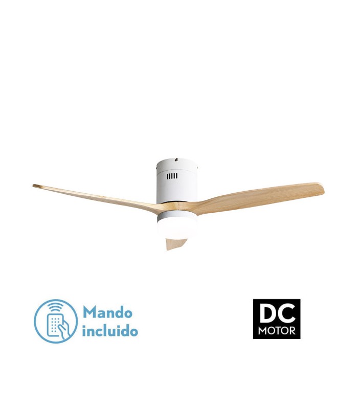 Ventilador de Techo AGUILON DC Blanco 20W 2450LM 3 Aspas Haya CCT