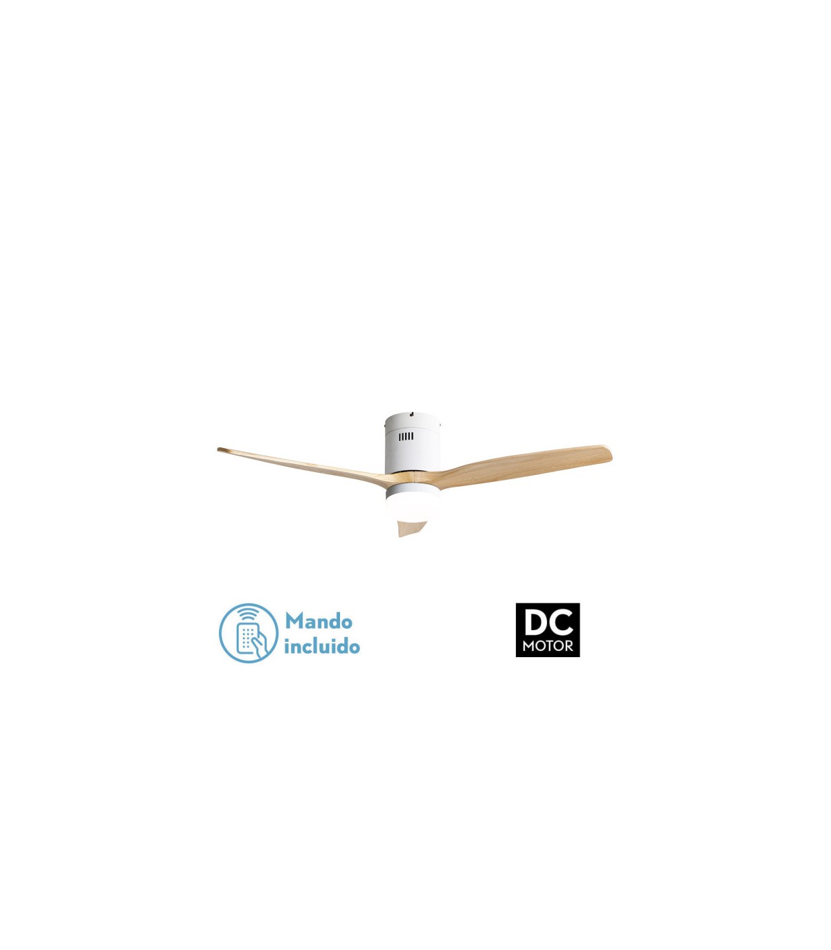 Ventilador de Techo AGUILON DC Blanco 20W 2450LM 3 Aspas Haya CCT