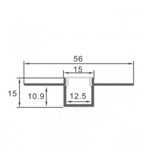 Perfil Aluminio CROW Empotrar Obra -2 Metros-