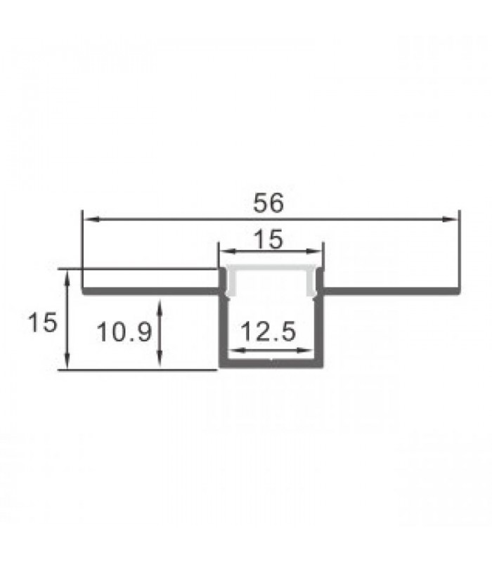 Perfil Aluminio CROW Empotrar Obra -2 Metros-