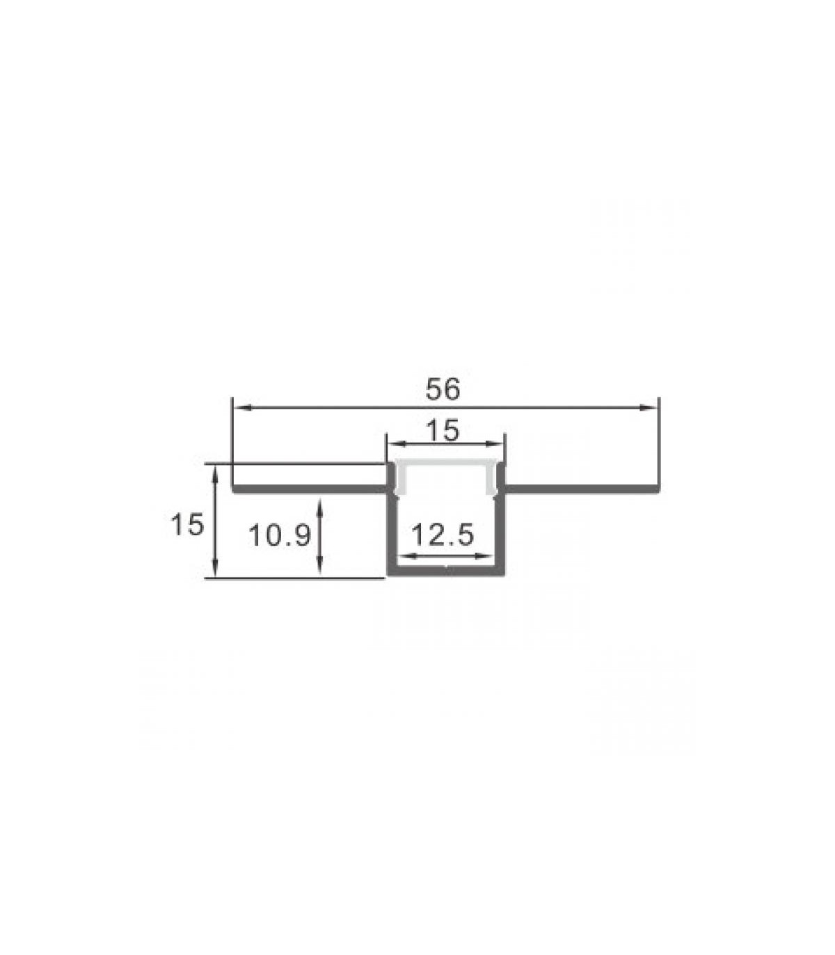 Perfil Aluminio CROW Empotrar Obra -2 Metros-