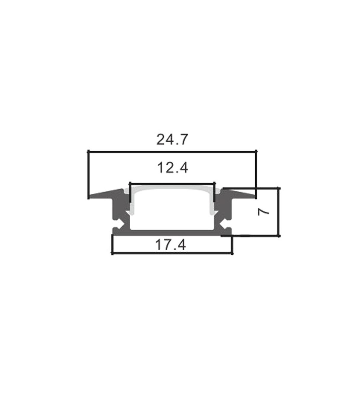 Perfil Aluminio SUB Lacado Negro Empotrar -2 Metros-