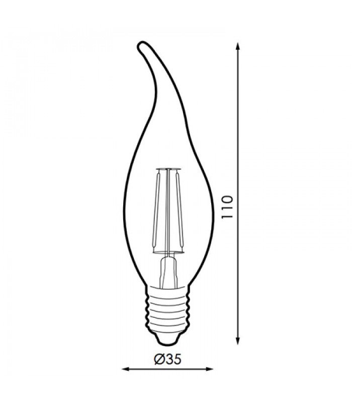 Bombilla Filamento Vela Viento 4W 350Lm 330º E14 Serie Vintage