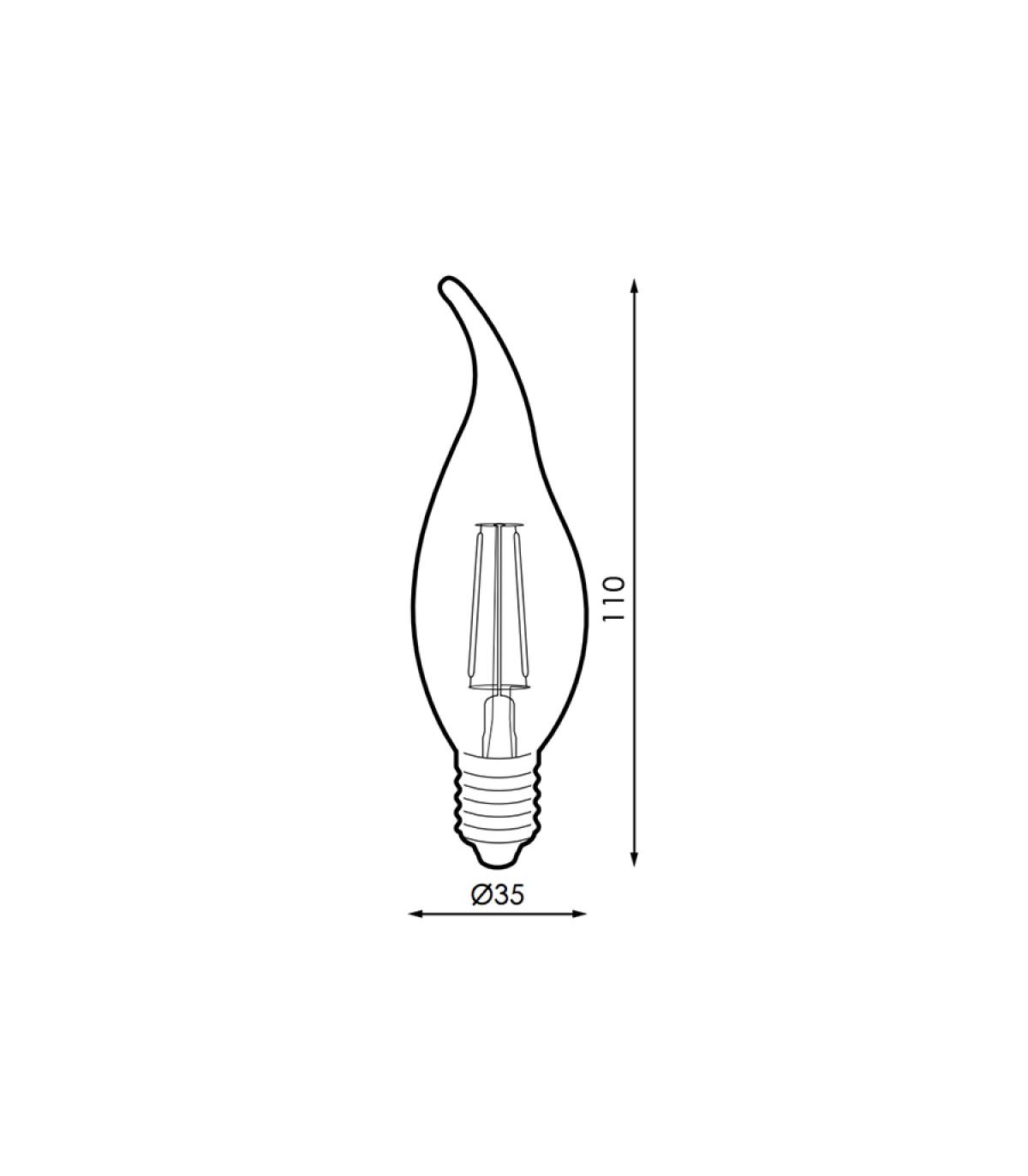 Bombilla Filamento Vela Viento 4W 350Lm 330º E14 Serie Vintage