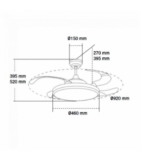 Ventilador Black Yeray II DC 36W 2800Lm 4 Aspas Negro CCT