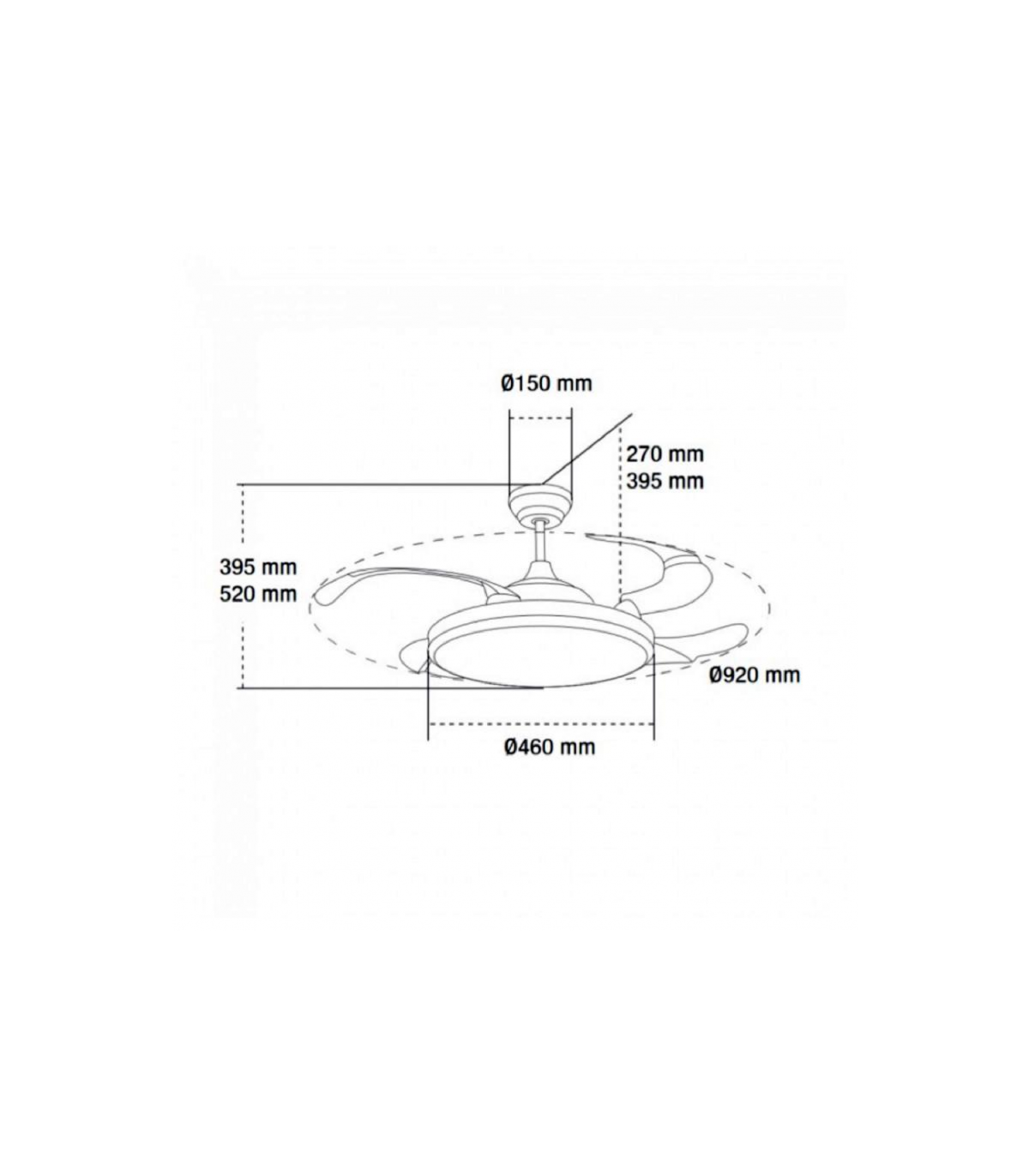 Ventilador Black Yeray II DC 36W 2800Lm 4 Aspas Negro CCT
