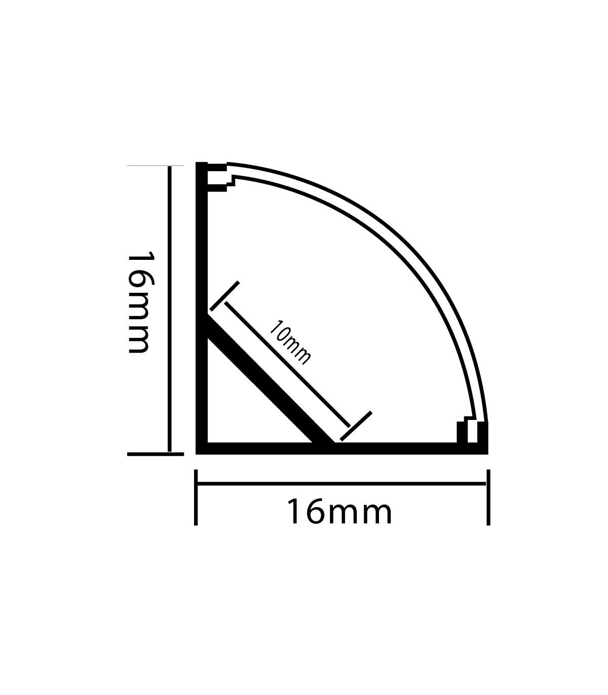 Perfil Aluminio Esquina II 45º Lacado Negro Superficie -2 Metros-