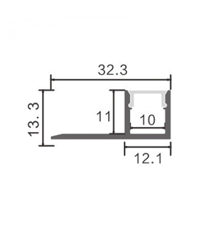 Perfil Aluminio OPE Empotrar Obra -2 Metros-