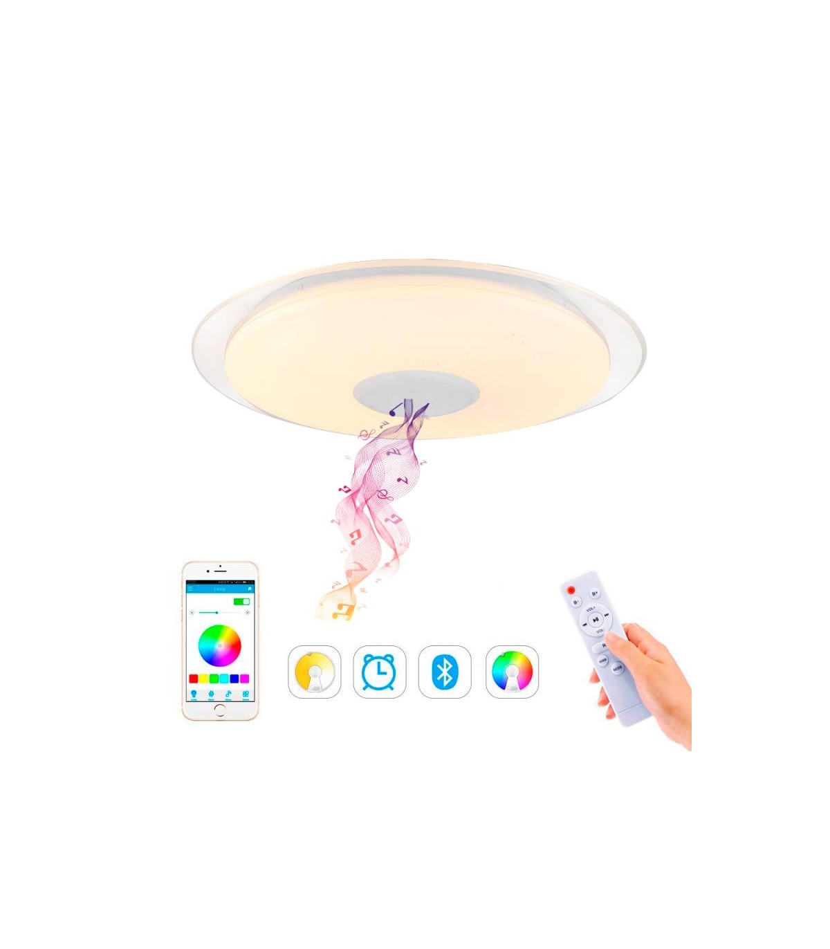 Plafón Magic con Altavoz y Bluetooth 36W 2800Lm RGB+CCT