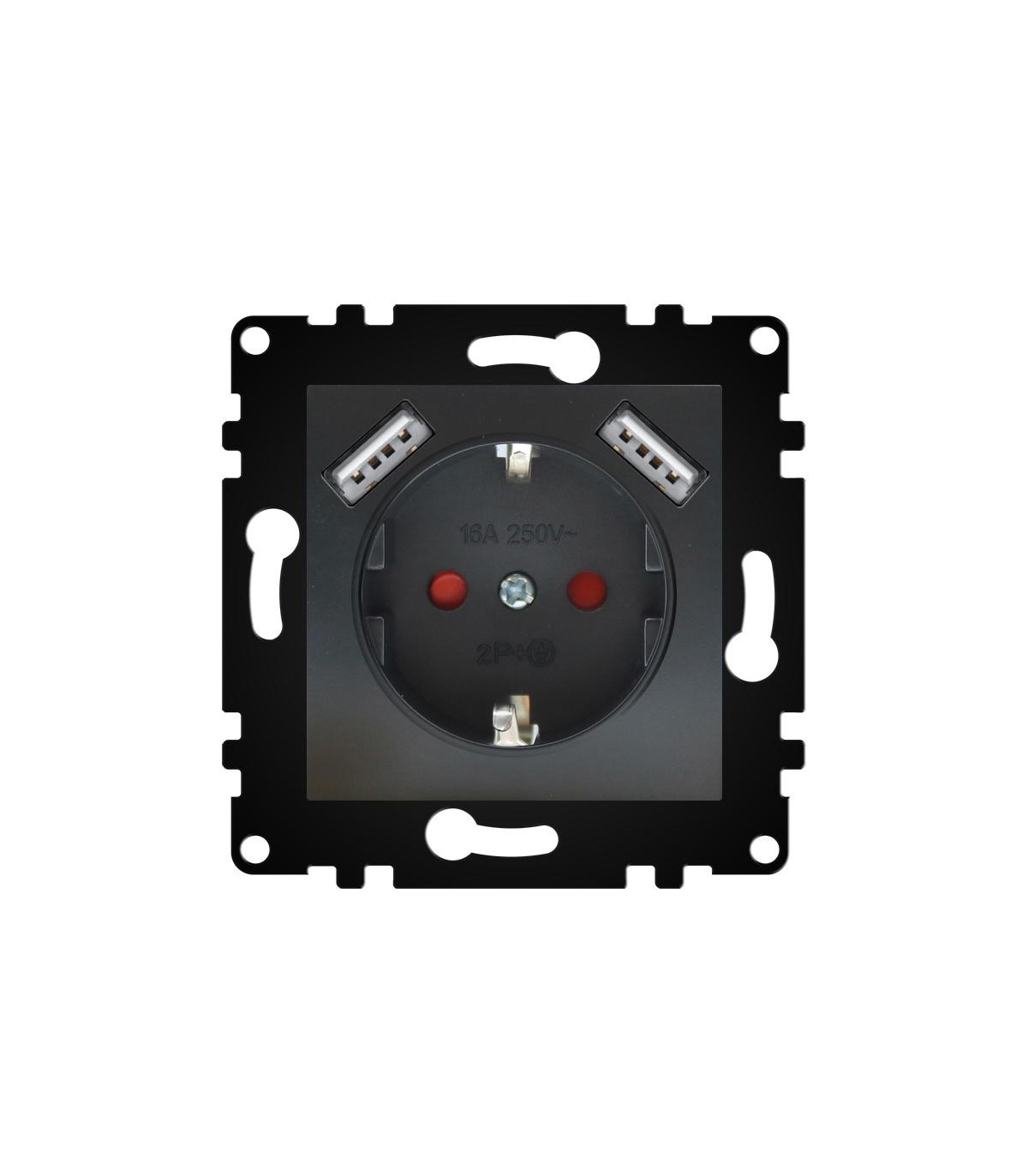 Enchufe Schuko + 2USB 2P + TT 16A Serie PJ