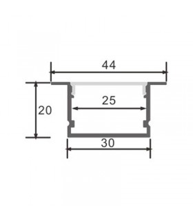 Perfil Aluminio OREB Empotrar -2 Metros-