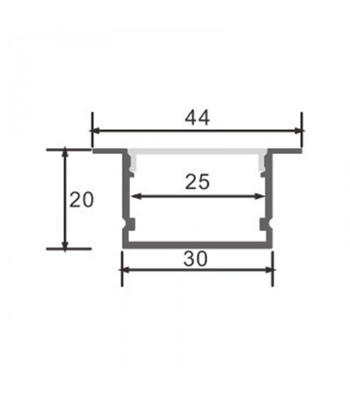 Perfil Aluminio OREB Empotrar -2 Metros-