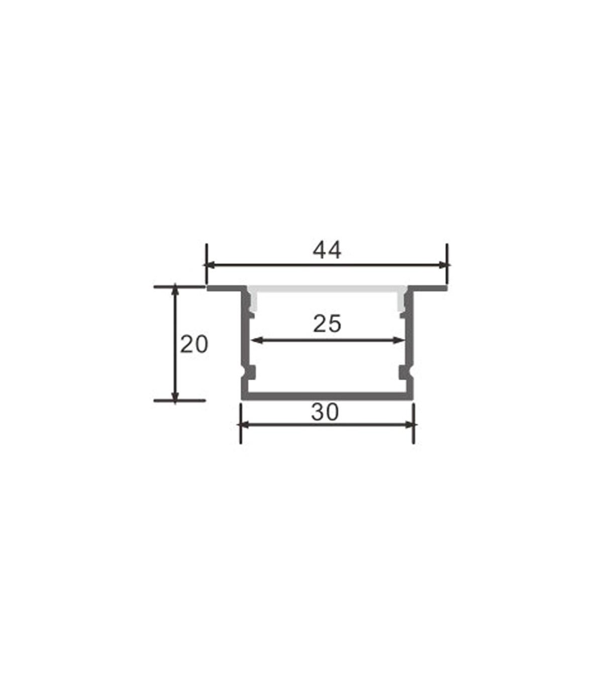 Perfil Aluminio OREB Empotrar -2 Metros-
