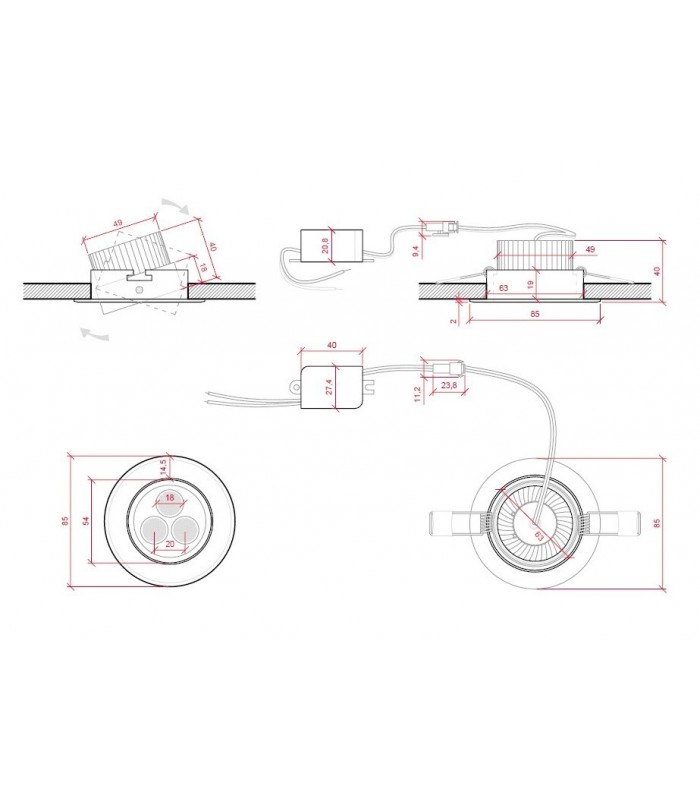 Downlight LED 3W 270Lm 60° IP20 Cromo