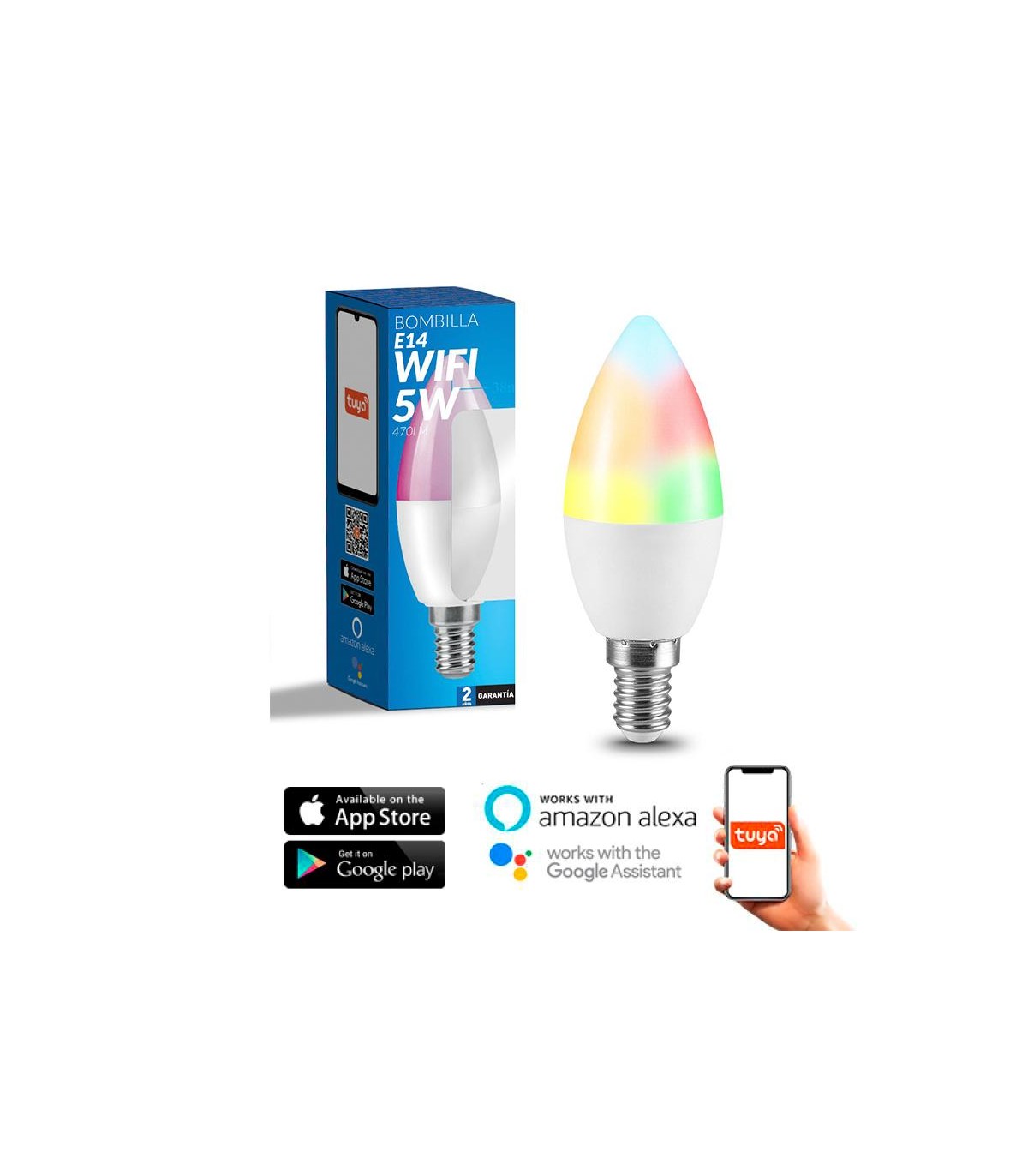 Bombilla Led Vela SmartHome 6W 600Lm E14 RGB+CCT