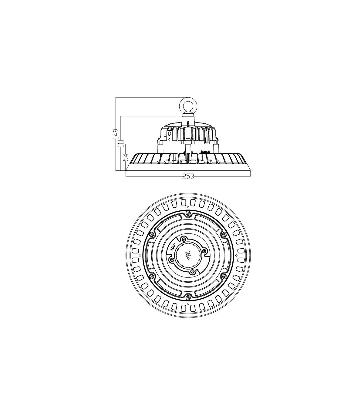 Campana UFO SERIE A Osram/Lifud 0-10V  100W 18000Lm 90º IP65