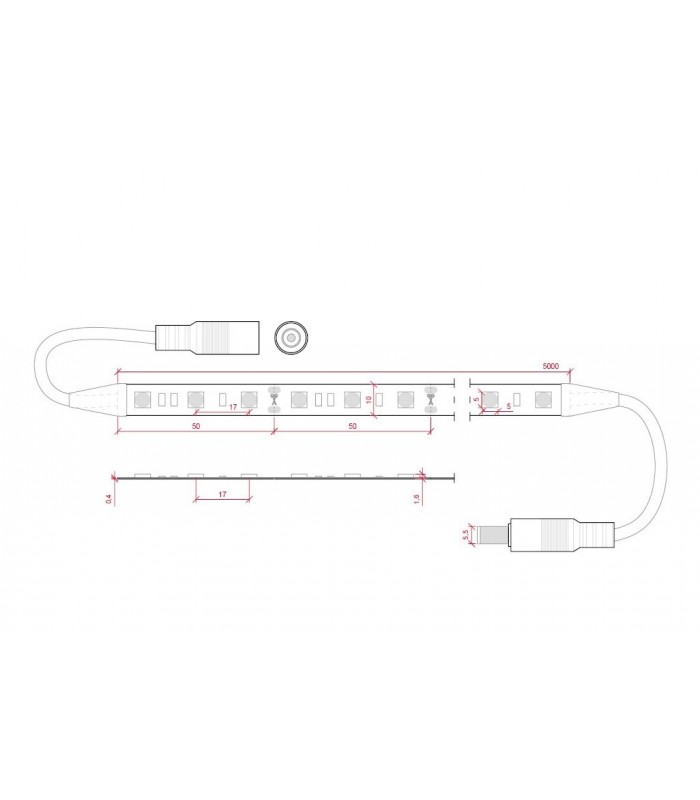 Tira Flexible LED 12W/m 420Lm SMD5050 IP20 DC 12V ROSA