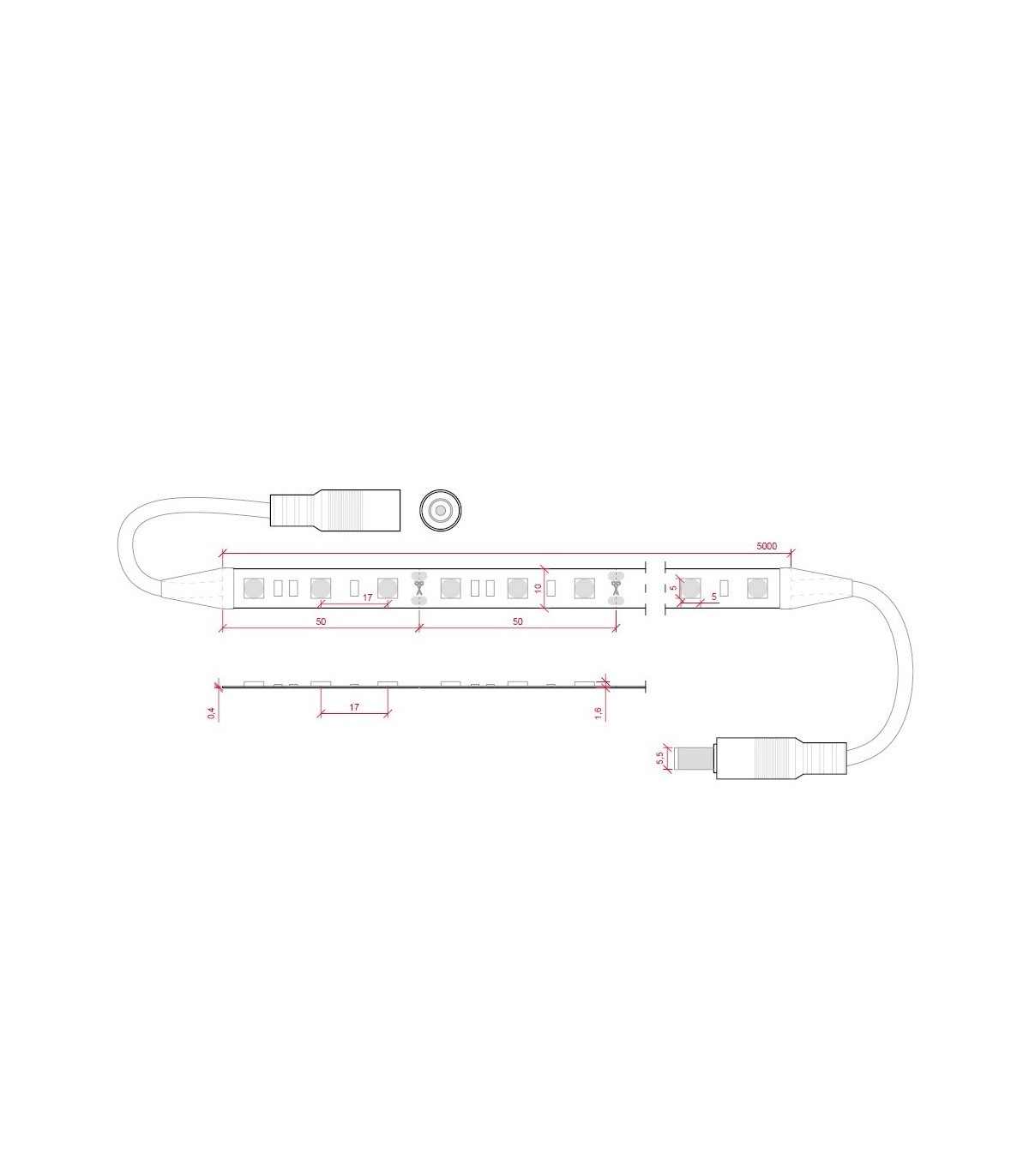 Tira Flexible LED 12W/m 420Lm SMD5050 IP20 DC 12V ROSA