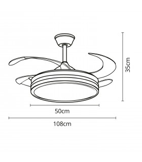 Ventilador de Techo Asgard DC 72W 6480Lm 4 Aspas Blanco CCT