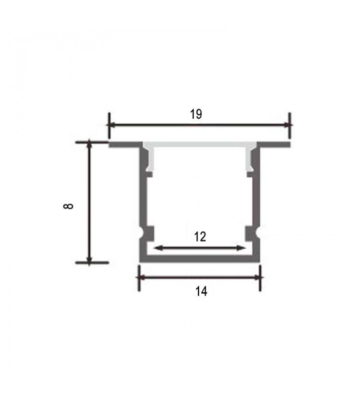 Perfil Aluminio SINCA Empotrar -2 Metros-