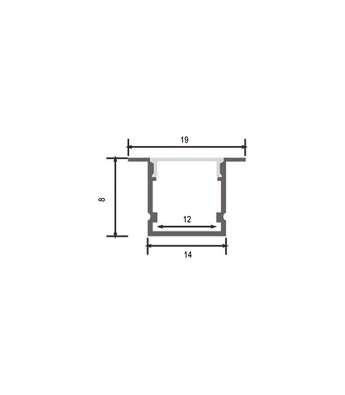 Perfil Aluminio SINCA Empotrar -2 Metros-