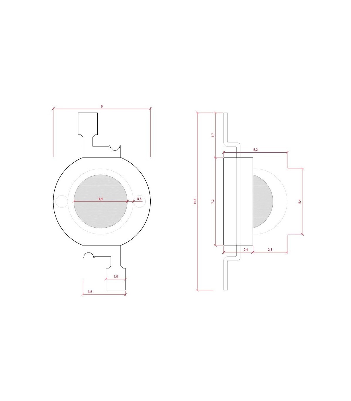 LED High Power 3W 220Lm 35x35 IP25