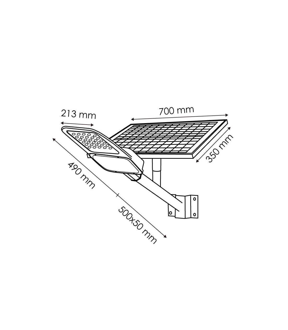 Farola solar MINLIGHT 100W/35W 3100Lm 140ºX75º IP65