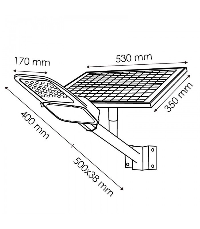 Farola solar MINLIGHT 60W/25W 2050Lm 140ºX75º IP65