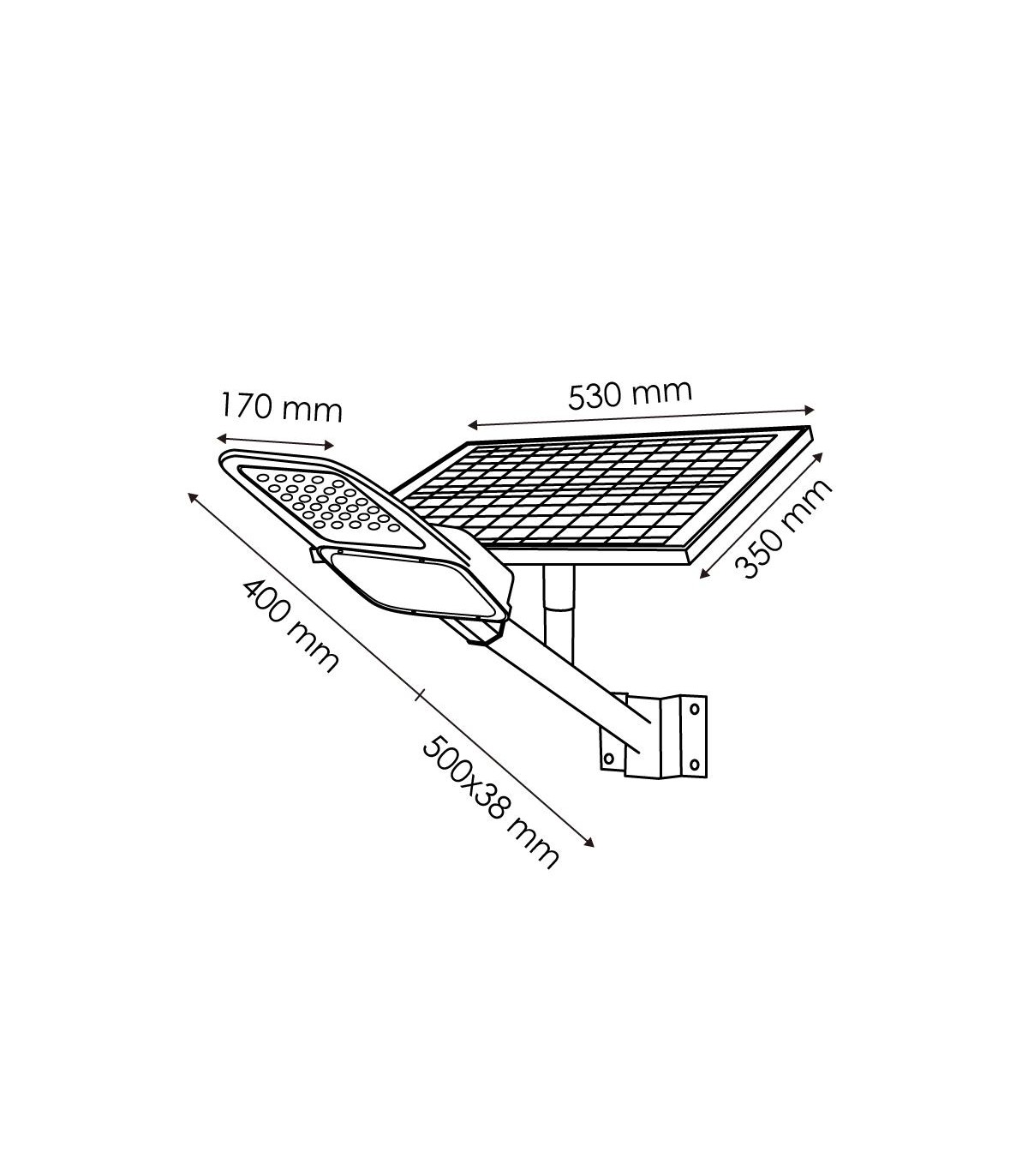 Farola solar MINLIGHT 60W/25W 2050Lm 140ºX75º IP65