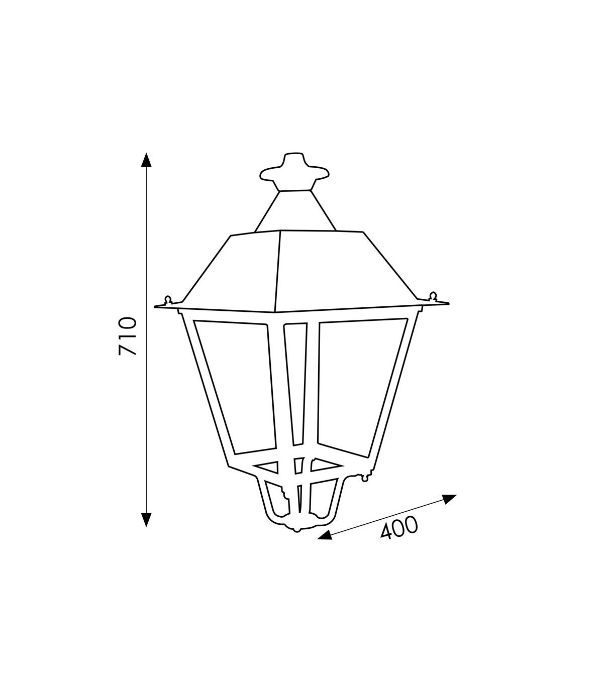 Farol Villa Acero Pintado Horno Negro