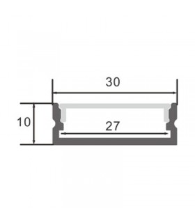 Perfil Aluminio TRAKE Superficie -2 Metros-