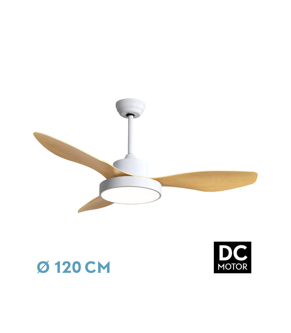 Ventilador Led Hayate DC 48W 4080Lm 3 Aspas Blanco/Haya CCT