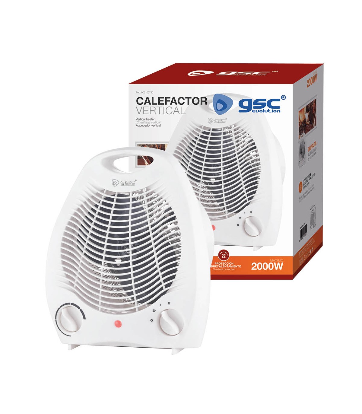 Calefactor De Suelo Vertical TUPA 2000W Blanco