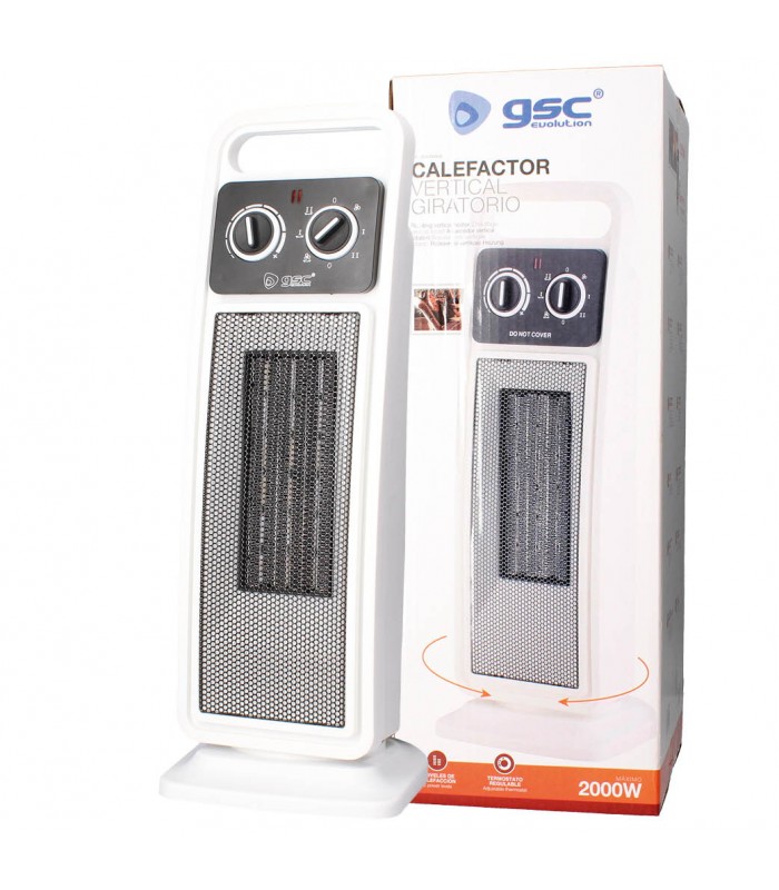 Calefactor Vertical Giratorio Ceramico ANDAZA 2000W Blanco/Gris