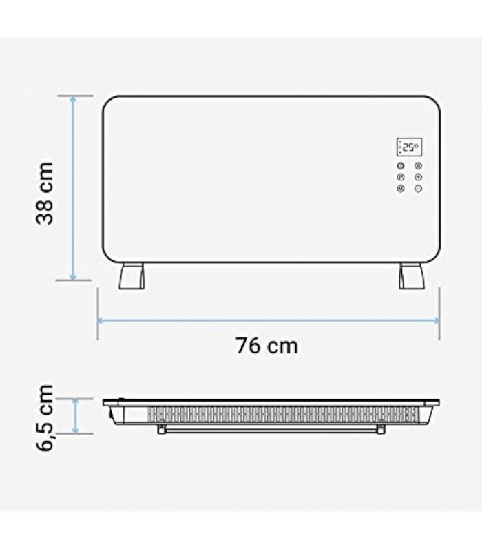 Radiador Convector de cristal Negro 1500W