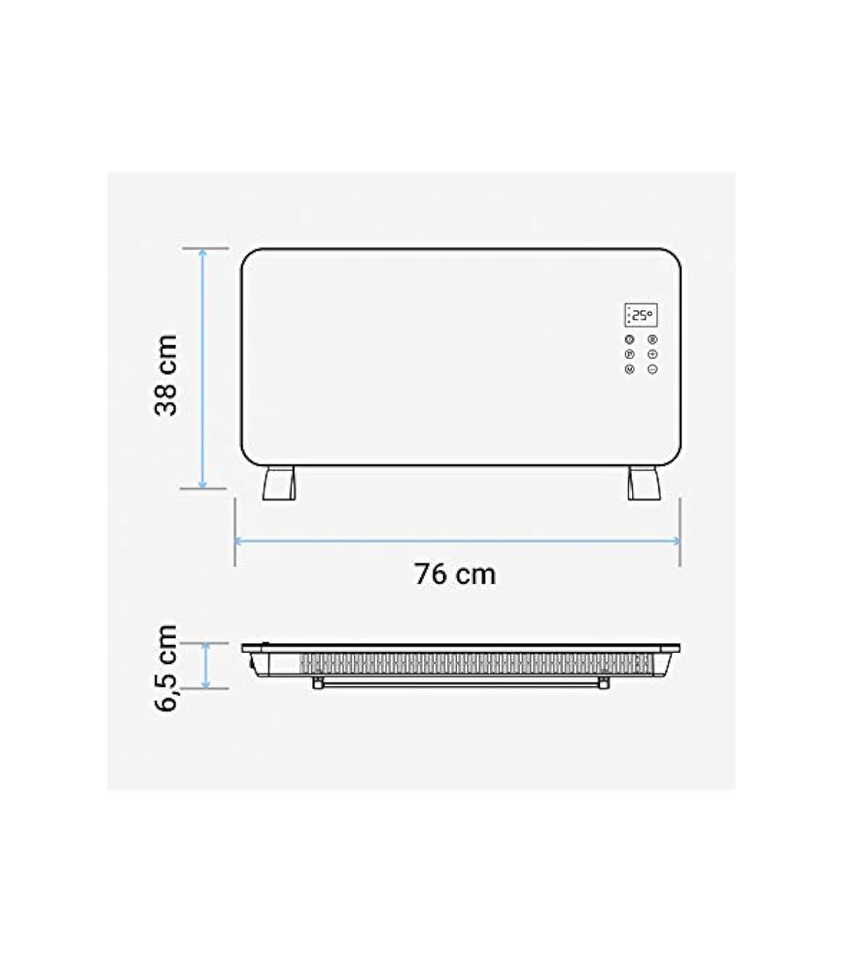 Radiador Convector de cristal Negro 1500W