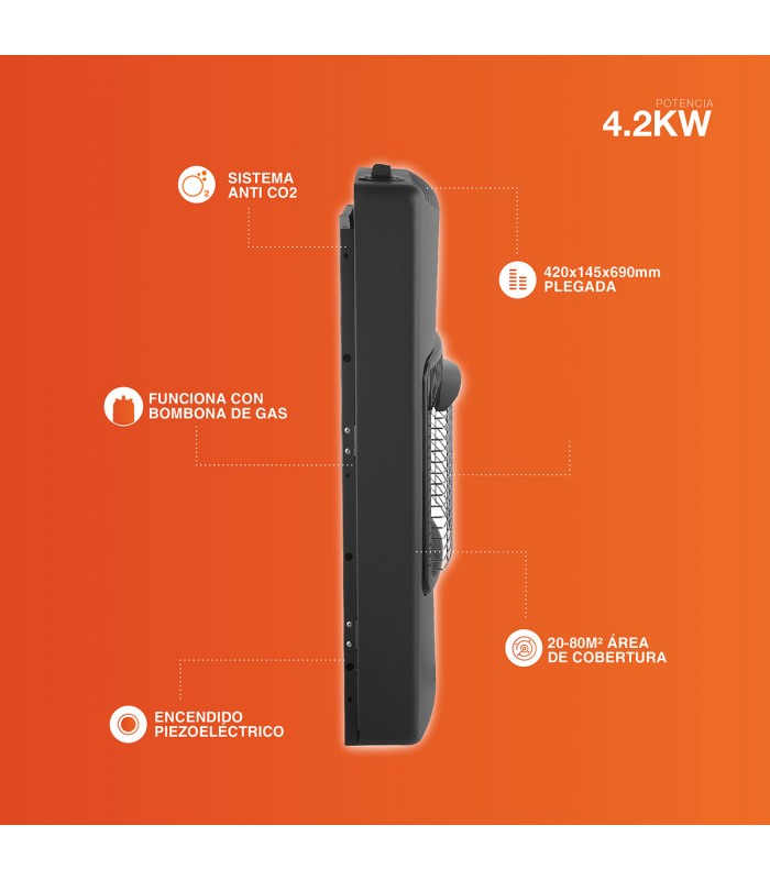 Estufa de Gas de Infrarrojos Plegable MOCOCA Max. 4200W