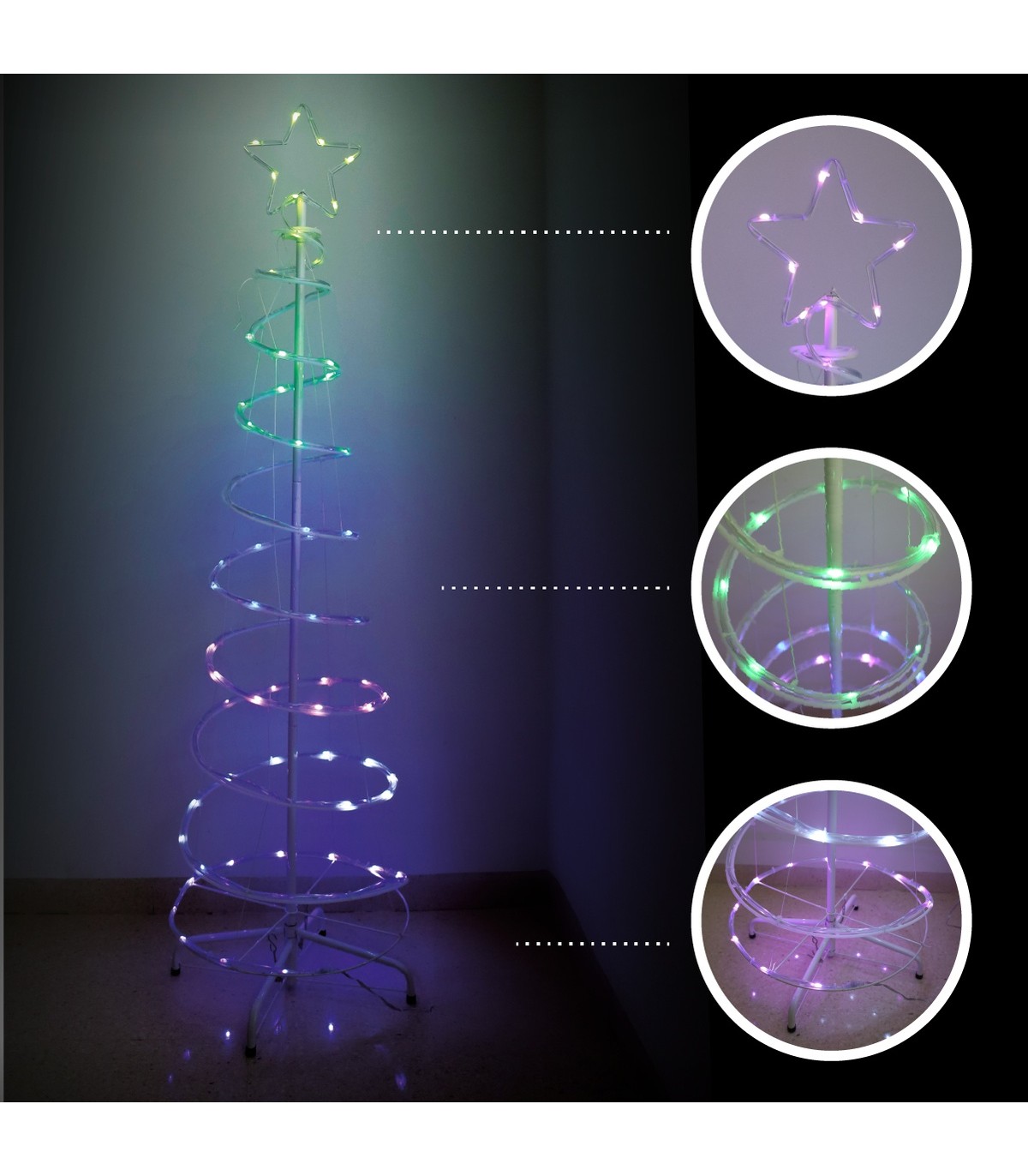 Árbol de Navidad LED HODE USB + Mando 24 Funciones IP44 RGB