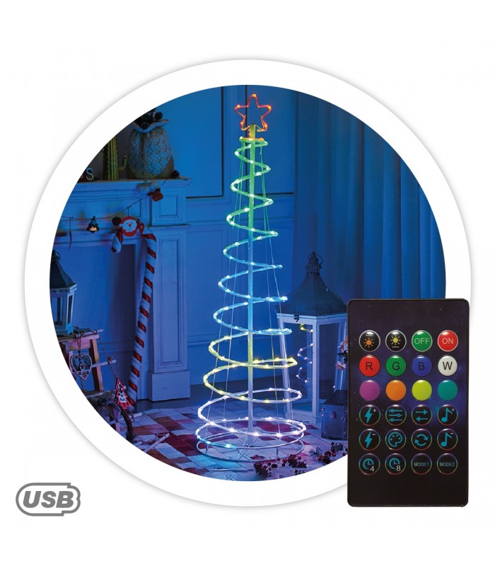 Árbol de Navidad LED HODE USB + Mando 24 Funciones IP44 RGB