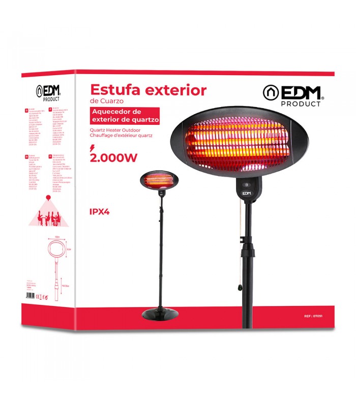 Estufa De Cuarzo De Exterior Con Pie 2000W