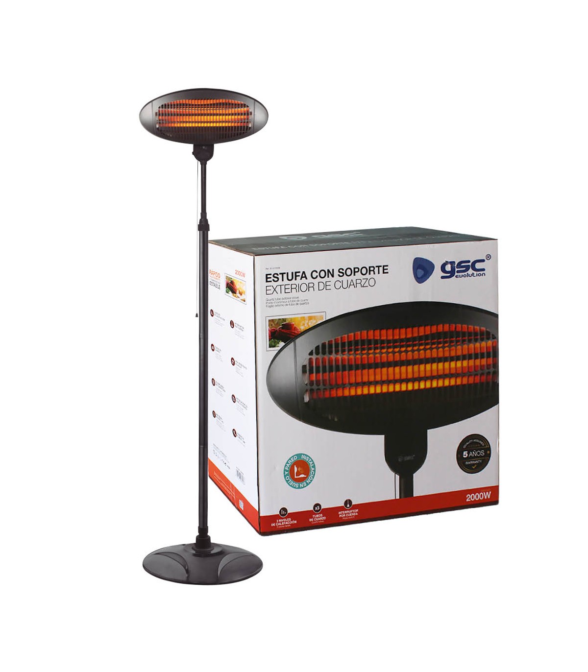 Estufa De Cuarzo De Exterior Con Soporte BEHARA 2200W
