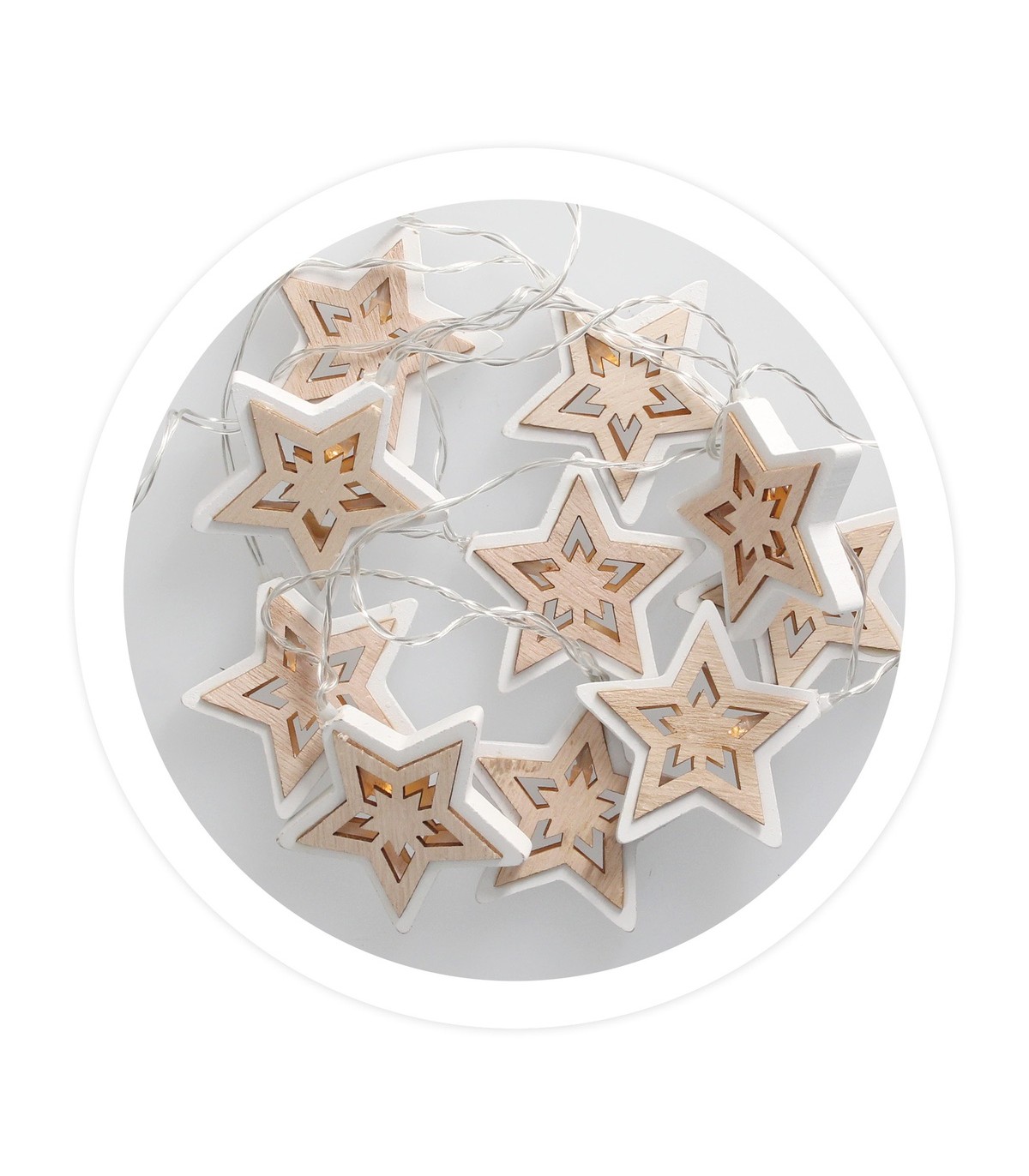 Estrellas Led Madera 1.35m 2xAA 3000K