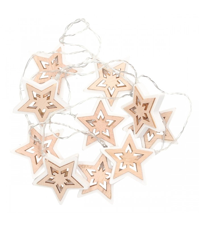 Estrellas Led Madera 1.35m 2xAA 3000K