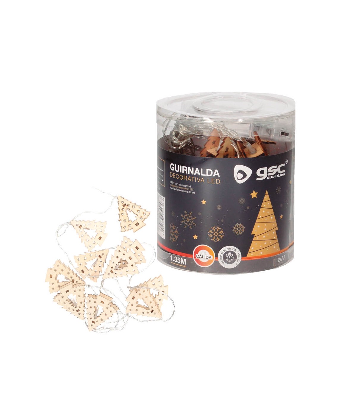 Árboles Led Madera 1.35m 2xAA 3000K