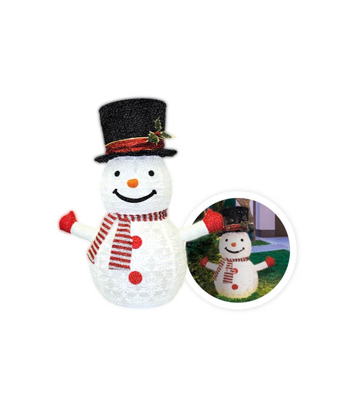 Muñeco de Nieve Plegable LED 8 Funciones 70cm IP44