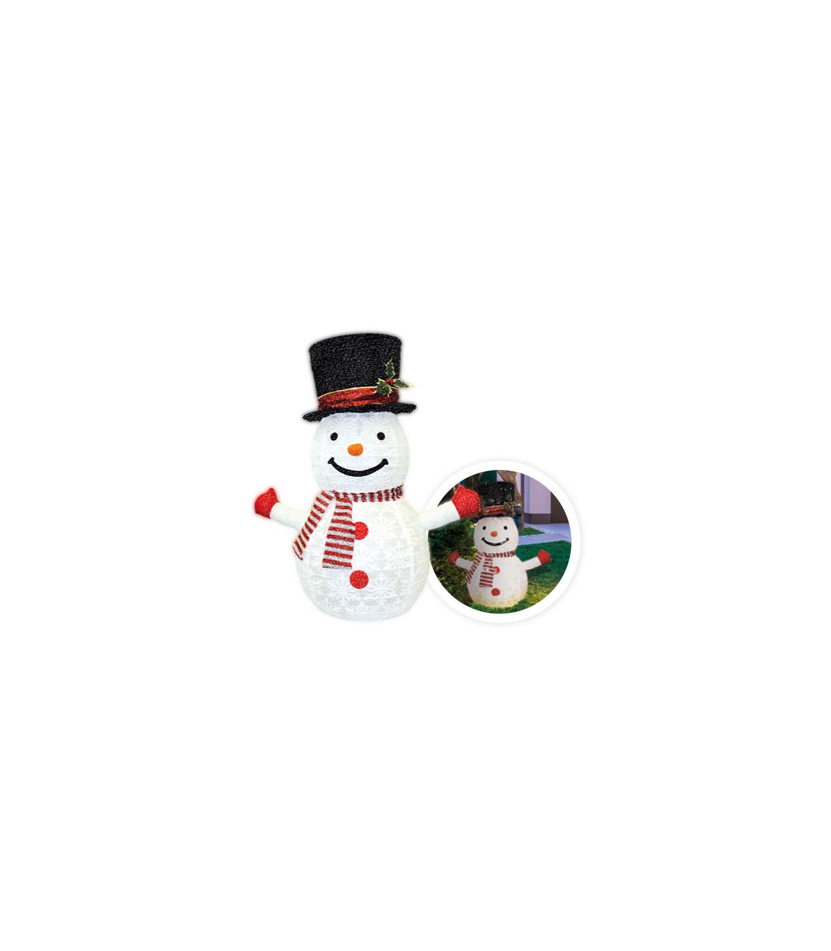 Muñeco de Nieve Plegable LED 8 Funciones 70cm IP44