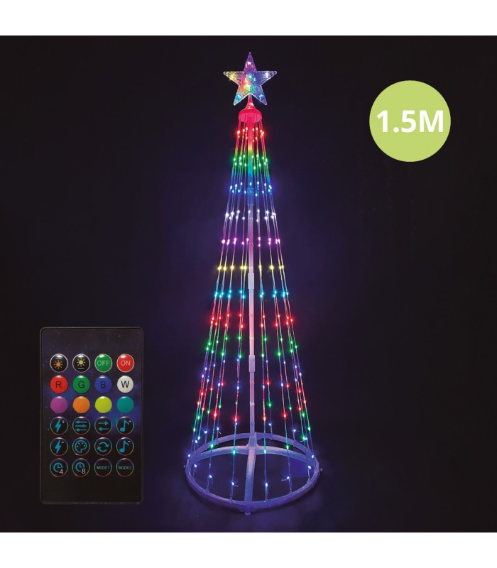 Árbol LED KIONDO Inteligente Bluetooth y Mando 1.5m 24 Funciones IP44 RGB